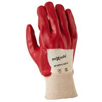 Maxisafe Red PVC single dipped Knit Wrist 12x Pack
