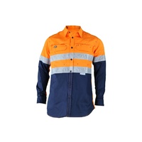 Mak Wear Shot Firers Taped Drill Shirt Small Orange/Navy