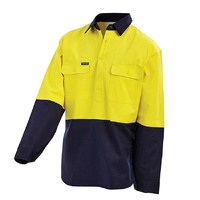 WORKIT Hi-Vis 2 Tone Closed Front Dual Weight Welders Shirt Orange/Navy 4XL