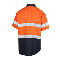 WORKIT Hi-Vis Lightweight Short Sleeve Taped Shirt Orange/Navy 2XL