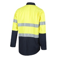 WORKIT Fire Resistant PPE1 FR Inherent Closed Front NENS09 155gsm Lightweight Taped Shirt Orange/Navy 2XL