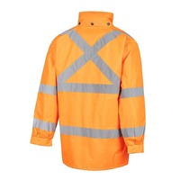 WORKIT Hi-Vis 2 Tone Waterproof X-Back Rail Taped Rain Jacket Orange S