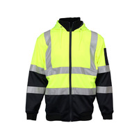 WORKIT Hi-Vis 2 Tone Full Zip Tech Fleece Taped Hoodie Orange/Navy 2XL