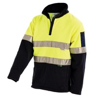 WORKIT Hi-Vis 2 Tone 1/4 Zip Taped Polar Fleece Jumper Orange/Navy 2XL