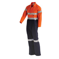 WORKIT Hi-Vis 2-Tone Regular Weight Taped Coverall with Metal Press Studs Orange/Navy 102R