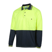 WORKIT Long Sleeve Poly Cotton Polo Shirt - Two Tone Orange/Navy 2XL