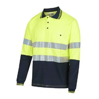 WORKIT Long Sleeve Poly Cotton Taped Polo Shirt - Two Tone Orange/Navy 2XL