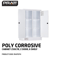 Poly Corrosive Cabinet 250LTR 2 Door 6 Shelf