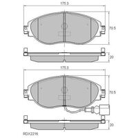 RDA Front Brake pads for Audi A3 II 1.4L, 1.6TD, 1.8L, 2.0TD 2013-On