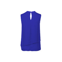 Biz Corporates Seville Womens Sleeveless Layered Blouse Cobalt Blue Size 4