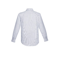 Biz Corporates Noah Mens Long Sleeve Shirt White/Storm Blue Check Size XS