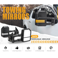 SAN HIMA Pair Extendable Towing Mirrors for Toyota HILUX 2005-2015 Black