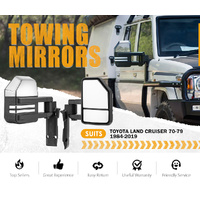 SAN HIMA Extendable Towing Mirrors for Toyota LandCruiser 70 75 76 78 79 Series Silver