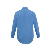 Mens Micro Check Long Sleeve Shirt Mid Blue Small