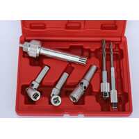 Diesel glow plug socket set with specialised puller, 2 decarbonising drills and extra long universal jointed sockets to suit mercedes cdi engines 6 pc
