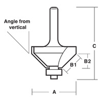 Carbitool 65deg Chamfering Router Bit 1/4 Shank T 8165B
