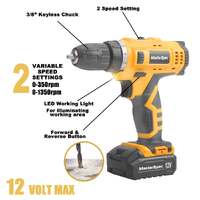 Masterspec  47pcs 12v lithium cordless drill with 2 batteries
