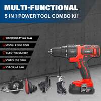 Topex 20v 5 in1 power tool combo kit cordless drill driver sander electric saw
