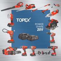 Topex 20v 5 in1 power tool combo kit cordless drill driver sander electric saw w/ 2 batteries & tool bag