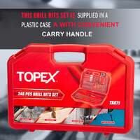 Topex 246pcs combination drill bit set screw bits titanium for metal wood masonry