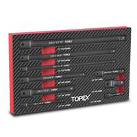 Topex 9-piece extension bar set 1/4" 3/8" and 1/2" black drive socket extensions