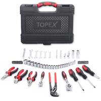 Topex 65-piece household hand tool set home auto repair kit premium quality