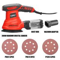 Topex 300w random orbital sander polisher variable speed +15pcs sand papers