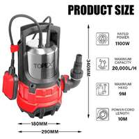 Topex 1100w submersible dirty water pump sump swim pool flooding pond clean
