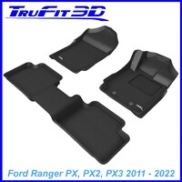 3D Kagu Rubber Mats for Ford Ranger SUPER Cab PX PX2 PX3 2011-2021 Front & Rear Colour Grey