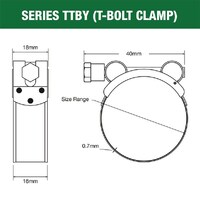 Tridon 22mm S/S T-Bolt Clamp TTBY20-22P