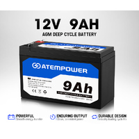 ATEM POWER 12V 9AH AGM Battery AMP Lead Acid SLA Deep Cycle Battery Dual Solar Power