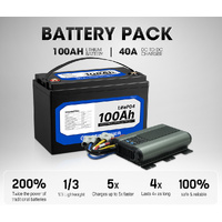 Atem Power 100AH 12V LiFePO4 Lithium Battery + 12V 40A DC to DC Battery Charger