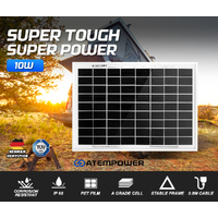 ATEM POWER 10W 12V  Solar Panel  Megavolt Caravan Camping Power MONO Battery Charging