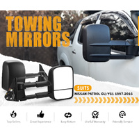 SAN HIMA Pair Towing Mirrors fit Nissan Patrol GU Y61 1997- 2016 Black