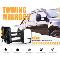 SAN HIMA Pair Extendable Towing Mirrors for Isuzu D-MAX MY2012-MY2019 BLACK