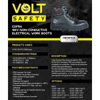 Non-Conductive Leather Electrical Work Boots Size EU39; UK6; US7 18kV - Cofra