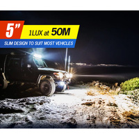 LIGHTFOX 2x 5inch Flush Mount LED Work Light Bar Combo Reverse Round Fog Lamp 4WD