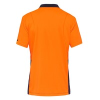 KingGee Mens Workcool Hyperfreeze Spliced Polo Short Sleeve  Colour Orange/Navy Size S
