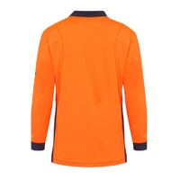 KingGee Mens Workcool Hyperfreeze Spliced Polo Long Sleeve Colour Orange/Navy Size S