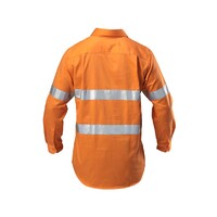 Hard Yakka Foundations Hi-Visibility Closed Front Cotton Drill Long Sleeve Shirt With Tape Colour Safety Orange Size S