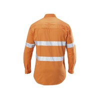 Hard Yakka Koolgear Hi-Visibility Cotton Twill Ventilated Shirt With Tape Long Sleeve Colour Safety Orange Size S