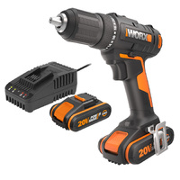 WORX 20V Cordless 13mm Drill Driver Skin w/ 2x POWERSHARE Batteries & Charger - WX108.B