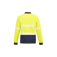 Syzmik Unisex Hi Vis Segmented L/S Polo Hoop Taped Yellow/Navy XXS