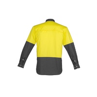 Syzmik Mens Hi Vis Spliced Industrial Shirt Yellow/Charcoal Small