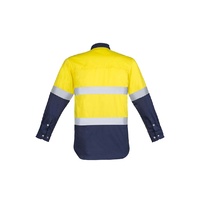 Syzmik Mens Hi Vis Spliced Industrial Shirt Hoop Taped Yellow/Navy Small