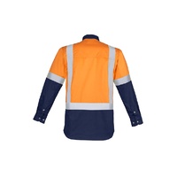 Syzmik Mens Hi Vis Spliced Industrial Shirt Shoulder Taped Orange/Navy Small