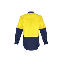 Syzmik Mens Rugged Cooling Hi Vis Spliced Shirt Yellow/Navy XXS