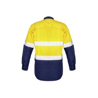 Syzmik Mens Rugged Cooling Taped Hi Vis Spliced Shirt Yellow/Navy XXS