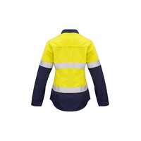 Syzmik Womens FR Closed Front Hooped Taped Spliced Shirt Yellow/Navy 8