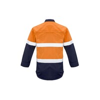 Syzmik Mens FR Closed Front Hooped Taped Spliced Shirt Orange/Navy Small